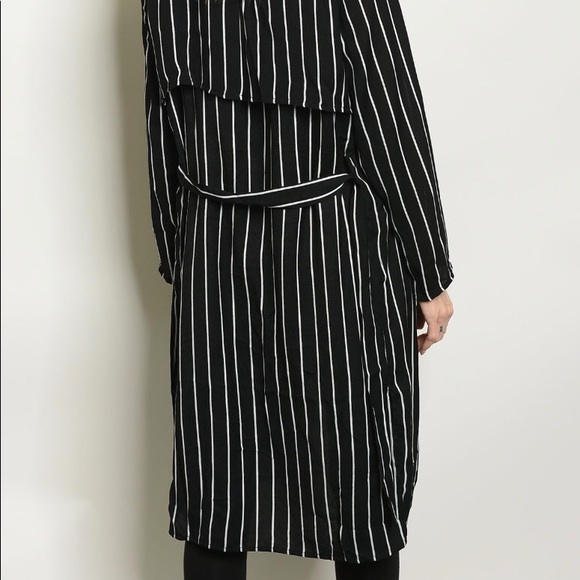 Black with White Stripes Full Length Cardigan - Picture 5 of 8
